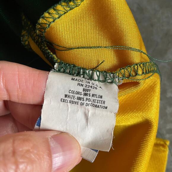 Vintage Nike Team Union Made USA Letter P Jersey Medium Green Yellow UFCW Labor - Picture 7 of 12